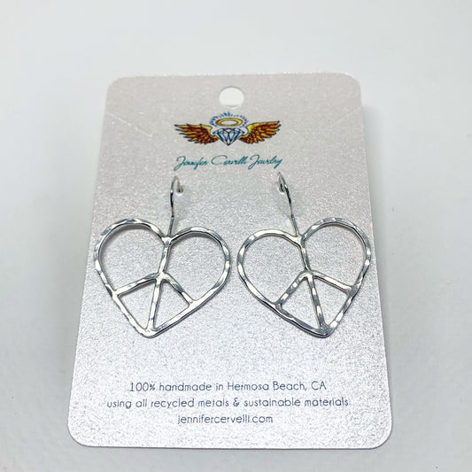 Heart Shaped Peace Sign Earrings-1