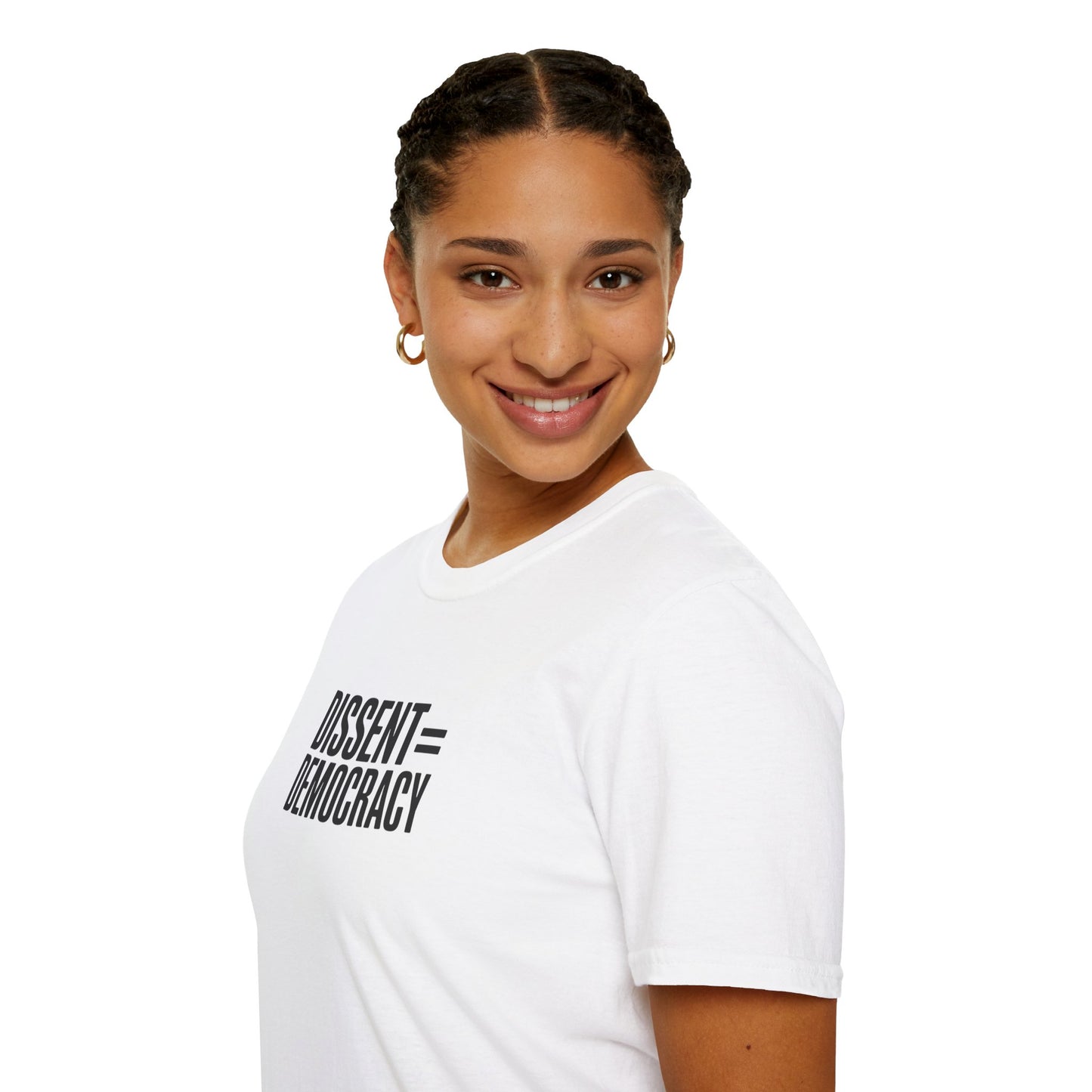 Dissent Equals Democracy T-Shirt, Unisex Softstyle Tee, Activist Apparel, Comfortable Casual Wear, Gift for Advocates, Statement Shirt