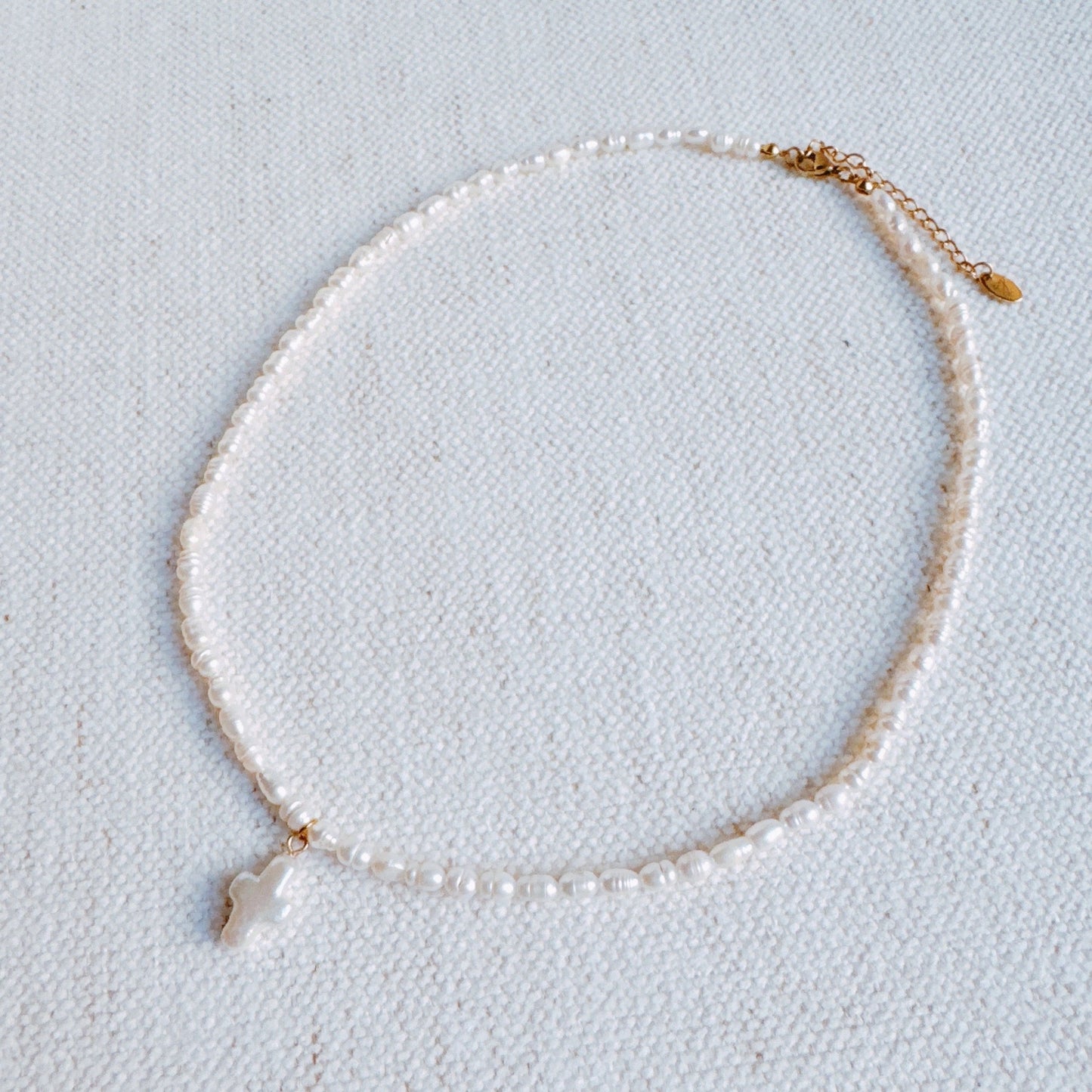 Genuine Freshwater Pearl Cross Necklace-1