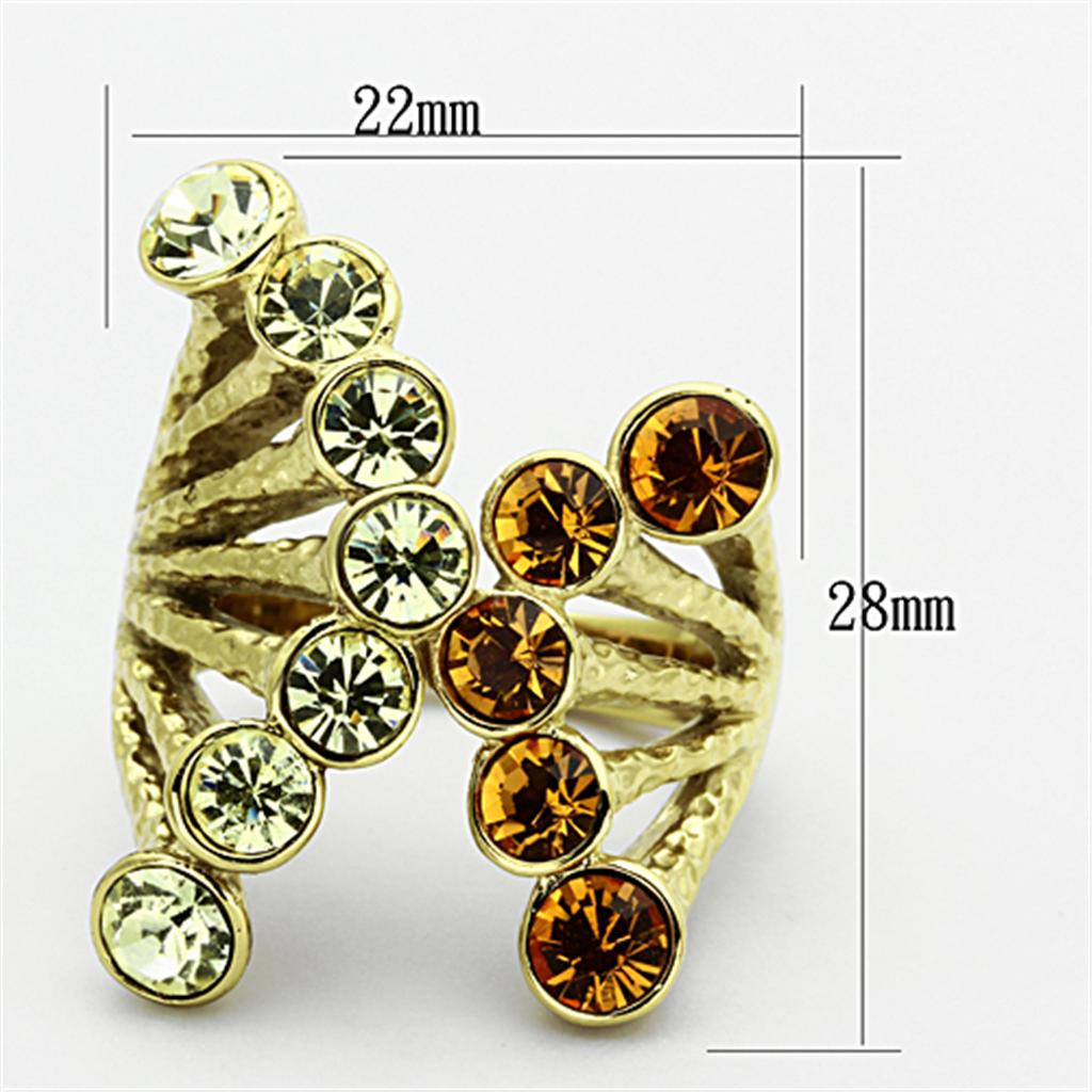 TK1291 - IP Gold(Ion Plating) Stainless Steel Ring with Top Grade Crystal in Multi Color-1
