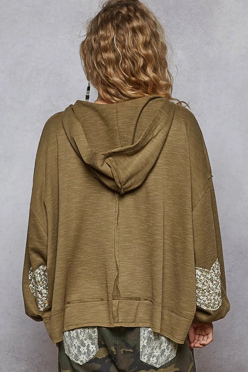 POL Peace Patch Floral Long Sleeve Hoodie-3