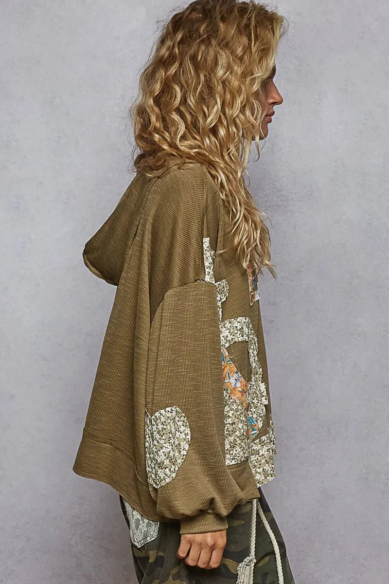 POL Peace Patch Floral Long Sleeve Hoodie-2