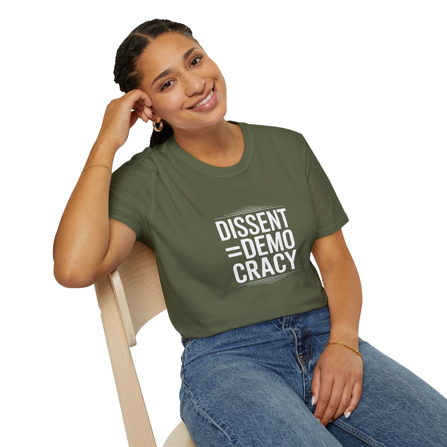 Dissent = Democracy Unisex T-Shirt, Political Statement Tee, Softstyle Graphic Shirt, Casual Wear, Protest Apparel