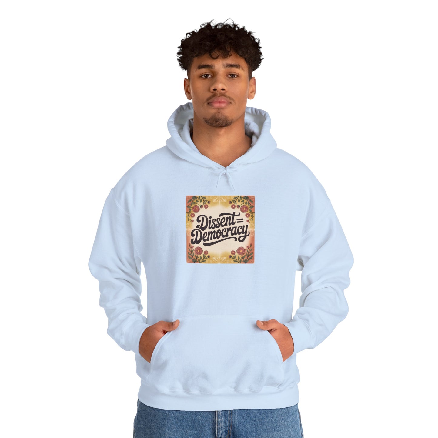 Dissent Democracy Hoodie, Unisex Heavy Blend Sweatshirt, Cozy Protest Wear, Casual Activist Apparel, Comfortable Gift for Change-Makers