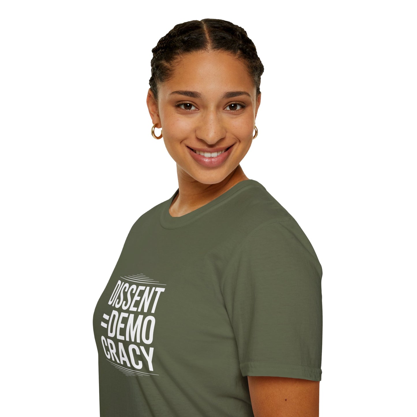 Dissent = Democracy Unisex T-Shirt, Political Statement Tee, Softstyle Graphic Shirt, Casual Wear, Protest Apparel