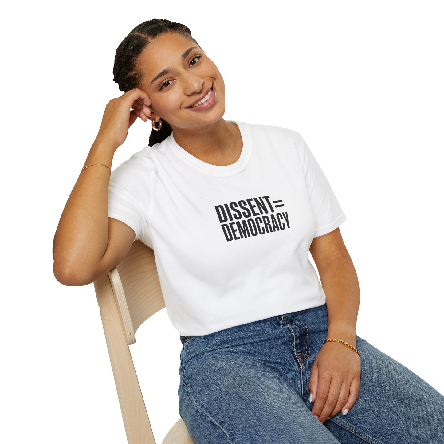 Dissent Equals Democracy T-Shirt, Unisex Softstyle Tee, Activist Apparel, Comfortable Casual Wear, Gift for Advocates, Statement Shirt