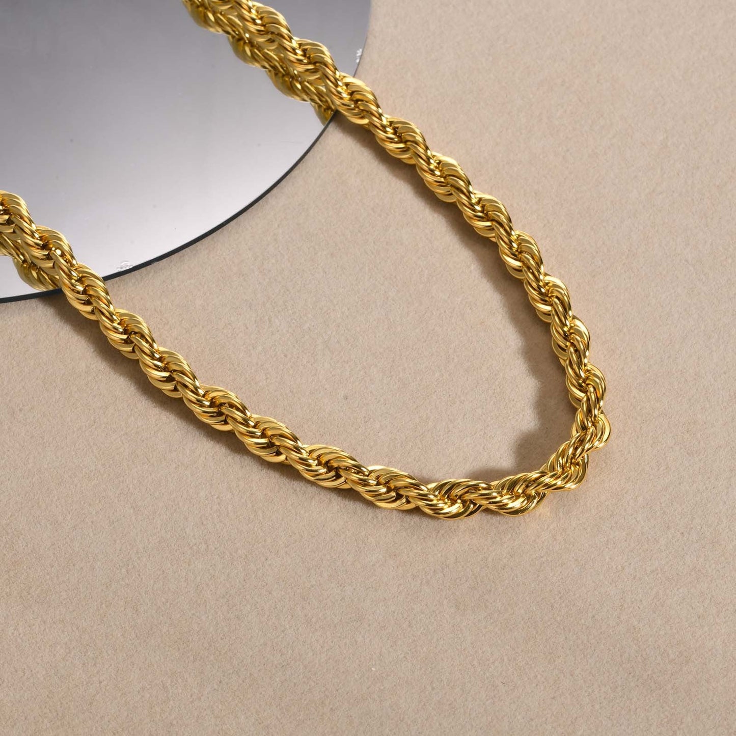18K Gold Plated Chunky Twisted Verona Necklace-2