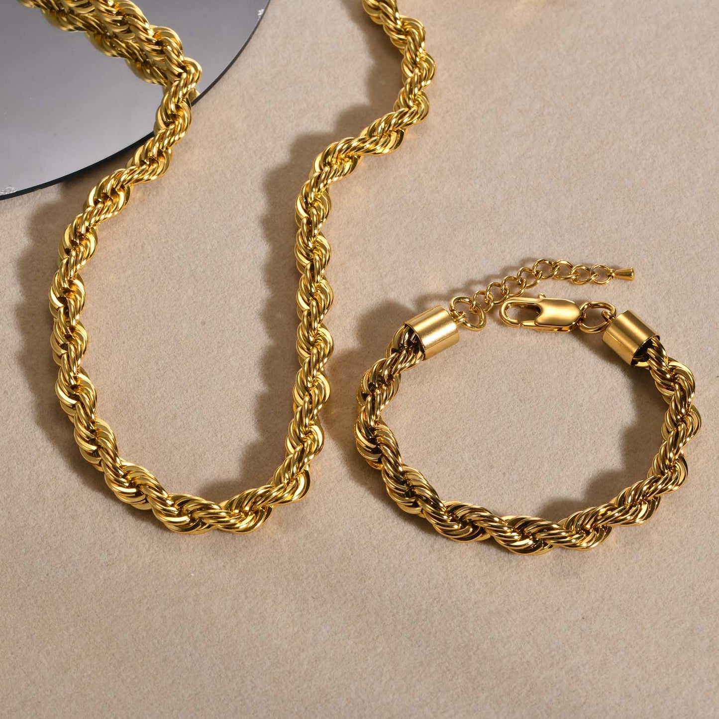 18K Gold Plated Chunky Twisted Verona Necklace-3