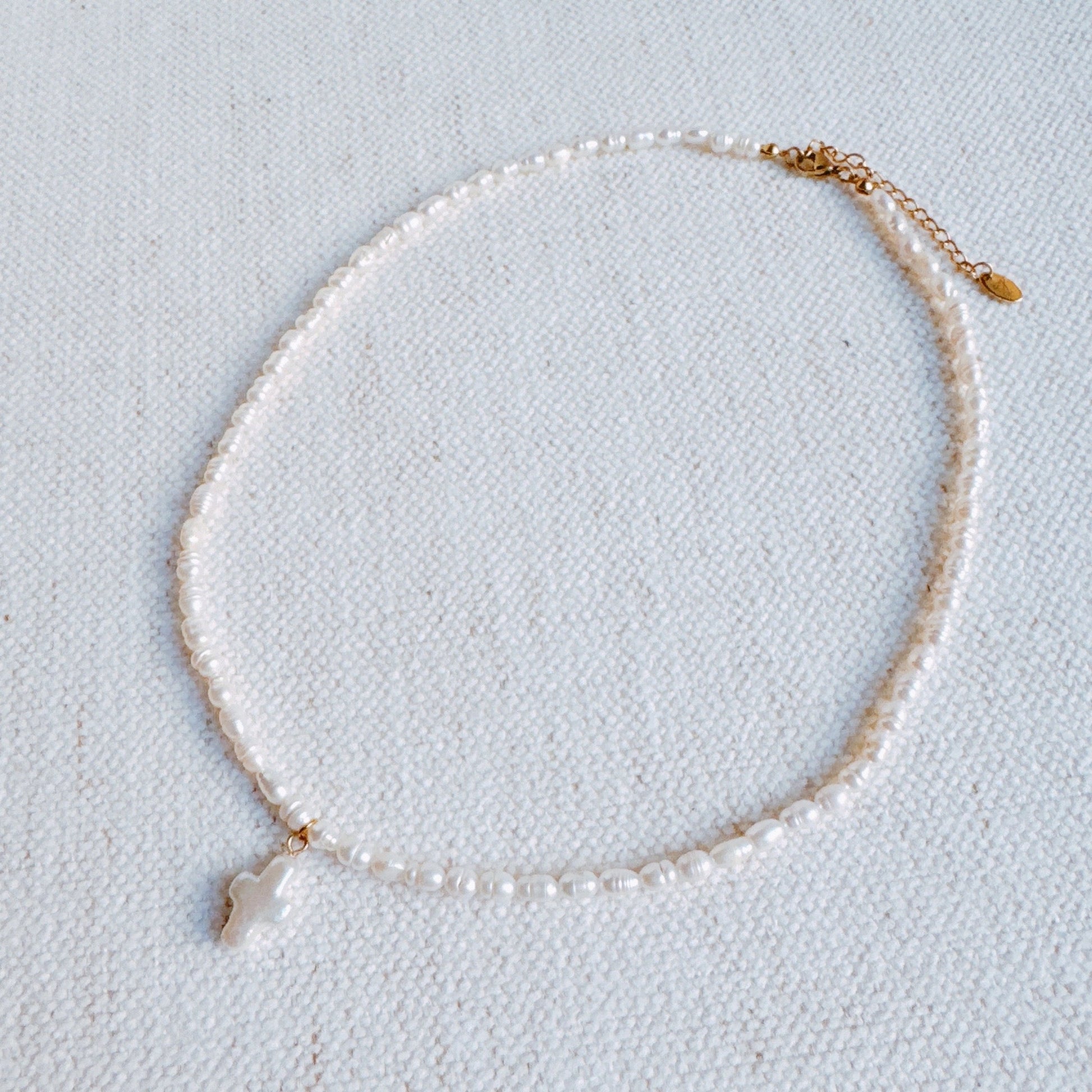 Genuine Freshwater Pearl Cross Necklace-1