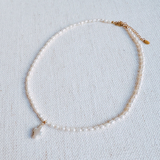 Genuine Freshwater Pearl Cross Necklace-1