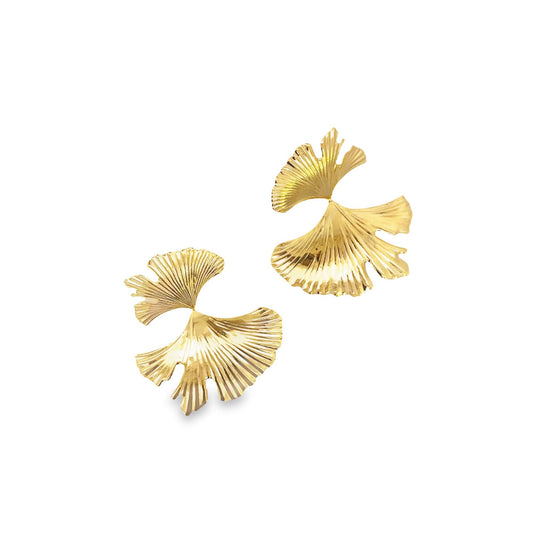 18K Gold Filled Shell Textured Drop Dangle Earrings (K367)-0
