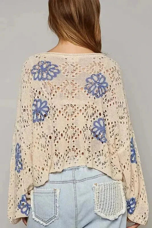 Blossom Beige Eyelet Sweater-1