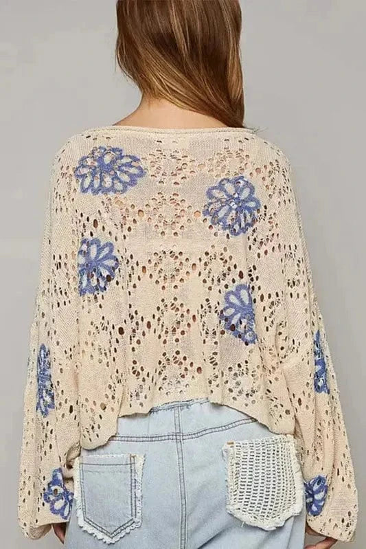 Blossom Beige Eyelet Sweater-1