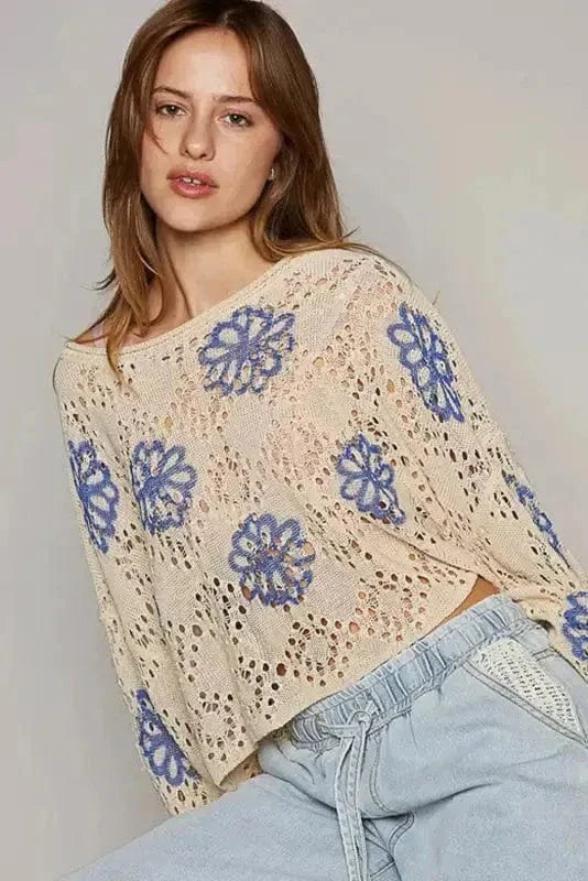 Blossom Beige Eyelet Sweater-4
