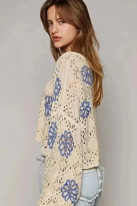Blossom Beige Eyelet Sweater-2