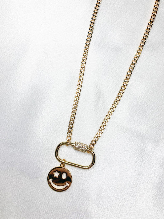 Gold Diamond Carabiner Necklace-0