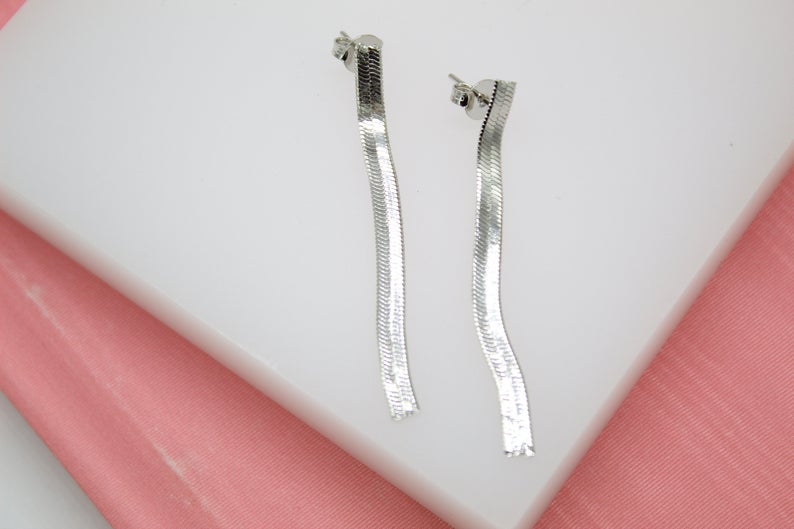 18K Gold Filled Herringbone Snake Earrings (L208)-2