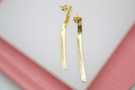 18K Gold Filled Herringbone Snake Earrings (L208)-0